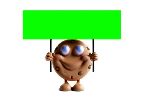 Funny Cookie with a Green Chroma Key Placard on wood stick Stock Illustration