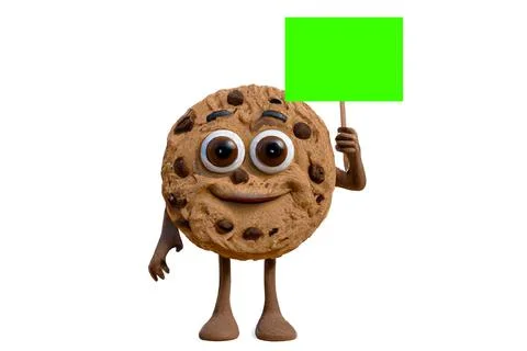 Funny Cookie with a Green Chroma Key Placard on wood stick Stock Illustration