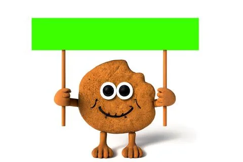 Funny Cookie with a Green Chroma Key Placard on wood stick Stock Illustration