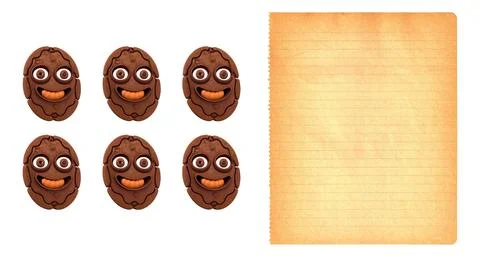 Funny Cookie smiling and sheet of paper to fill with yours cookie recipe Stock Illustration