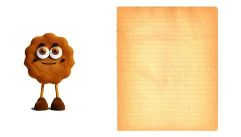Funny Cookie smiling and sheet of paper to fill with yours cookie recipe Stock Illustration