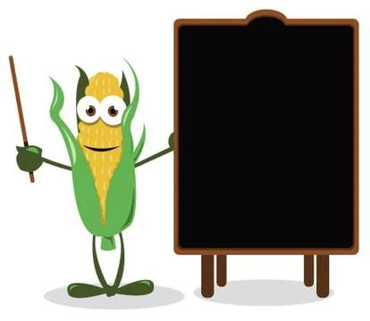 Funny Corn and a Blackboard Stock Illustration