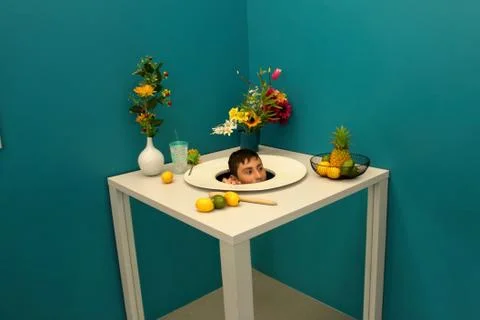 Funny corner to show how optical illusions work. Stock Photos