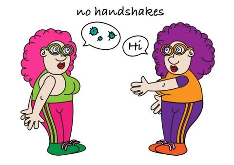 Funny coronavirus no handshake  cartoon Stock Illustration
