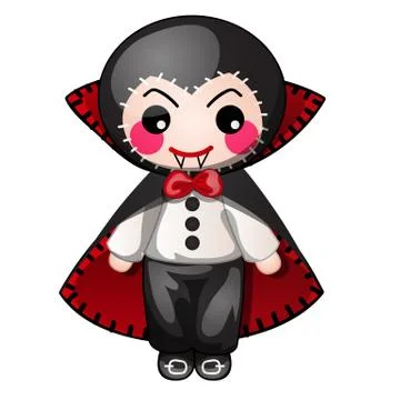 Funny count Dracula with contours in form of strokes and dotted lines isolated Stock Illustration