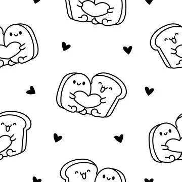 Funny couple bread. Coloring Page. Stock Illustration