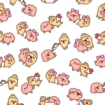 Funny couple seashell cartoon characters. Illustrazione stock