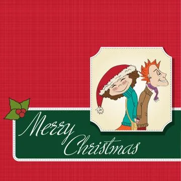 Funny couple in the winter Stock Illustration