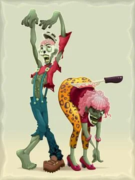 Funny couple of zombies Stock Illustration
