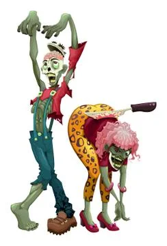 Funny couple of zombies Stock Illustration