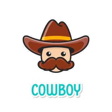 Funny cowboy face with hat Illustration