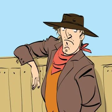 Funny cowboy on a ranch Stock Illustration