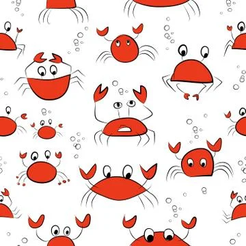 Funny crabs, seamless pattern for your design Stock Illustration