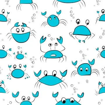 Funny crabs, seamless pattern for your design Stock Illustration