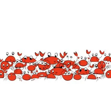 Funny crabs, seamless pattern for your design Stock Illustration