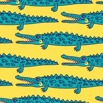 Funny crawling crocodile - vector Stock Illustration