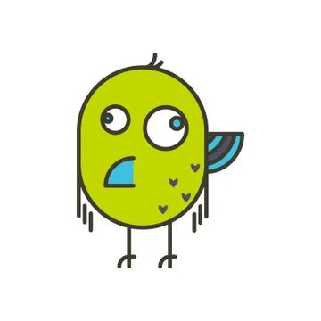 Funny crazy bird vector illustration. Stock Illustration