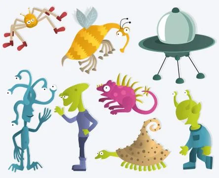 Funny creatures from another planets  Stock Illustration