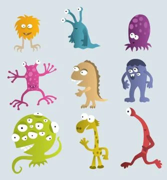 Funny creatures from another planets Stock Illustration