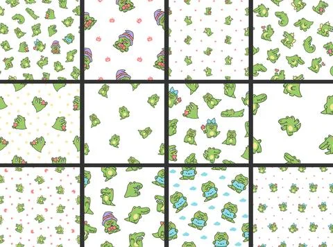 Funny crocodile character. Seamless pattern. Stock Illustration