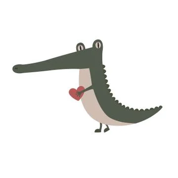 Funny crocodile with a heart Stock Illustration