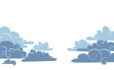 Funny curly clouds drawing. Vector cartoon illustration. Clipart Stock Illustration