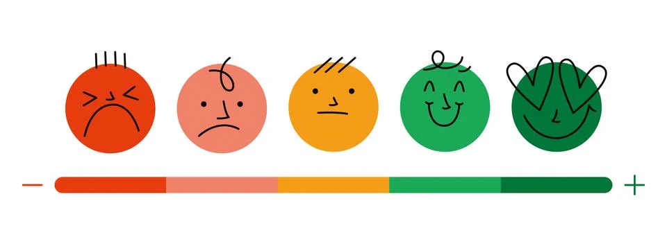Funny customer satisfaction scale, Feedback concept. Includes such emoticon.. Stock Illustration