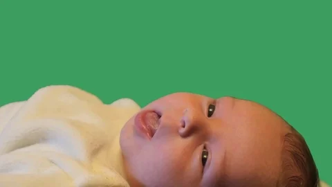 Funny cute 2 months old baby makes different faces chroma key Stock Footage 83953689