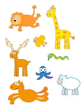 Funny cute animals Stock Illustration
