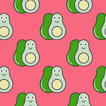Funny cute avocado vector seamless pattern Stock Illustration