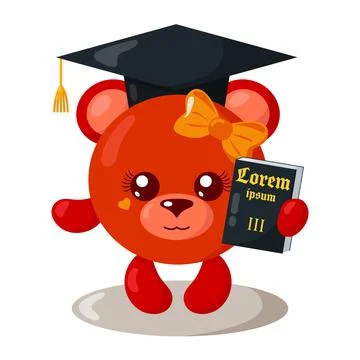 Funny cute bear justice with book (copy space) and hat in flat design. Stock Illustration
