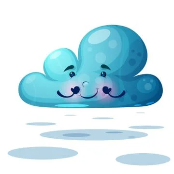 Funny, cute blue cloud characters. Stock Illustration