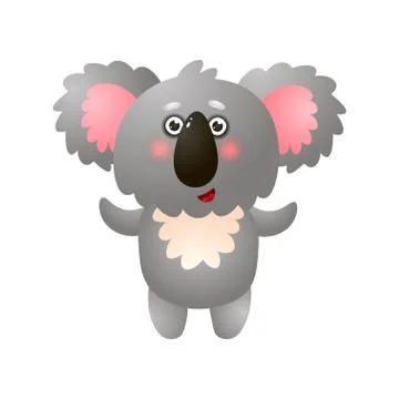 Funny cute exotic koala ready for hug standing on white background Stock Illustration