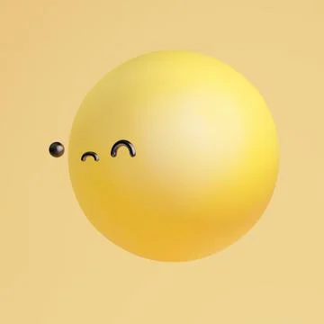 Funny cute face with dot eyes. Crazy evil emoticon in portrait angle view Illustrazione stock