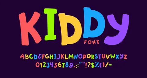 Funny cute font, childish type, game play typeface Stock Illustration