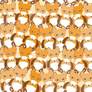 Funny cute fox seamless background, pattern. Vector Stock Illustration