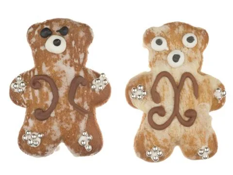 Funny cute gingerbread bears Stock Photos