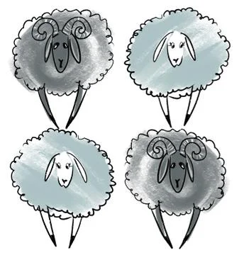 Funny cute gray lambs for decor Stock Illustration