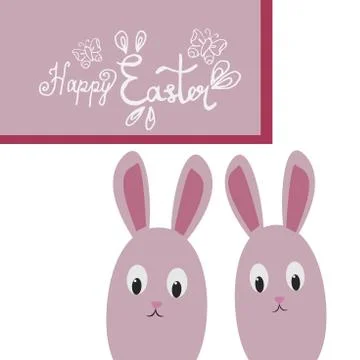 Funny cute greeting card for Easter celebration in vector. Illustration with Stock Illustration