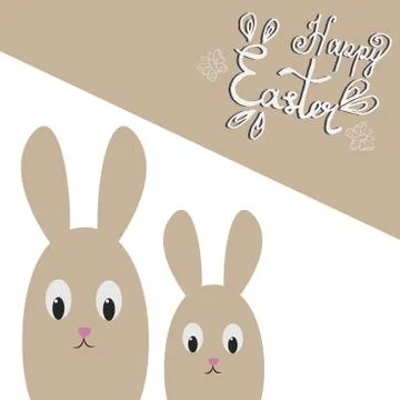 Funny cute greeting card for Easter celebration in vector. Illustration with Illustrazione stock