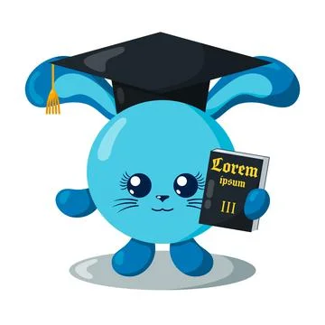 Funny cute hare or rabbit justice with book (copy space) and hat in flat design. Stock Illustration