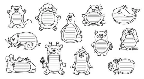Funny cute kids memo note animal frames Illustration