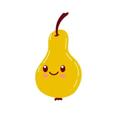 Funny cute pear character. Vector flat pear cartoon kids happy character. Pear Stock Illustration