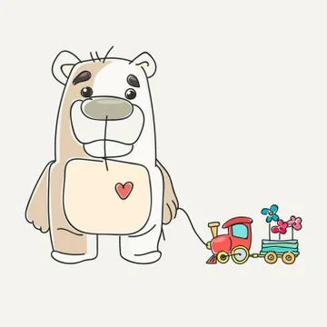 Funny cute teddy bear Stock Illustration