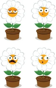 Funny daisy making faces Stock Illustration