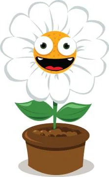 Funny daisy in a pot Stock Illustration