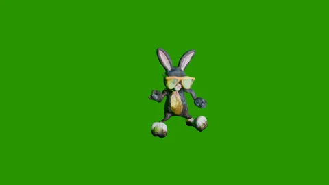 Funny dance easter rabbit with sunglasses isolated 3d animation  Video stock 265146976