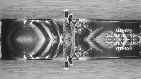 Funny Dancer Performs Acrobatic Dance On Front Of Camera In Black White Stock Footage 85194344