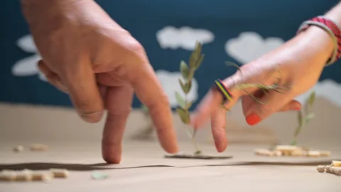 Funny dancing and flirting hands concept of relationship between a couple Stock Footage 127796890