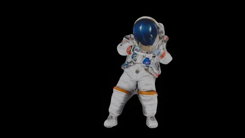 Funny dancing austronaut isolated on black 3d animation Stock Footage 270061233